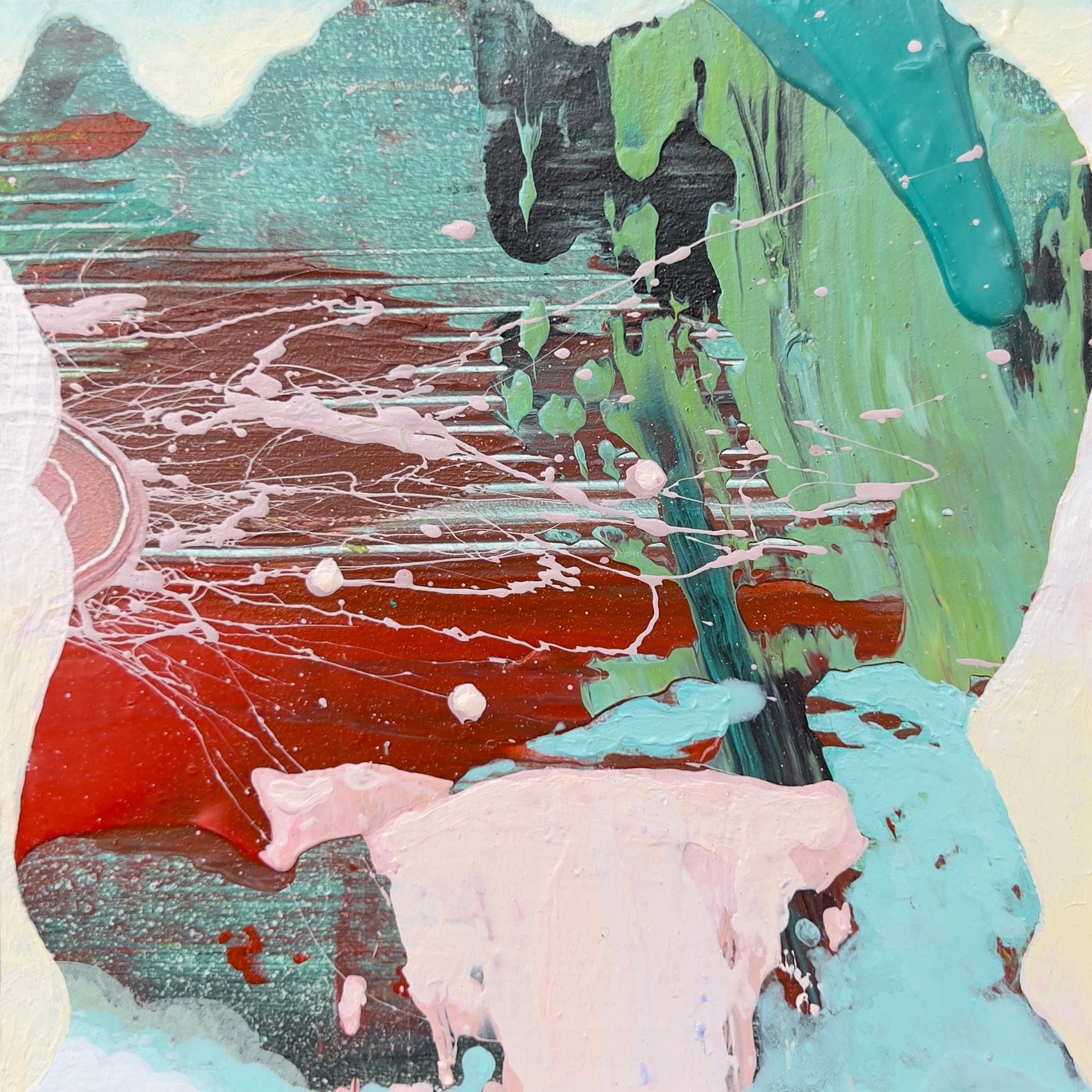 Abstract artwork with paint splatters 