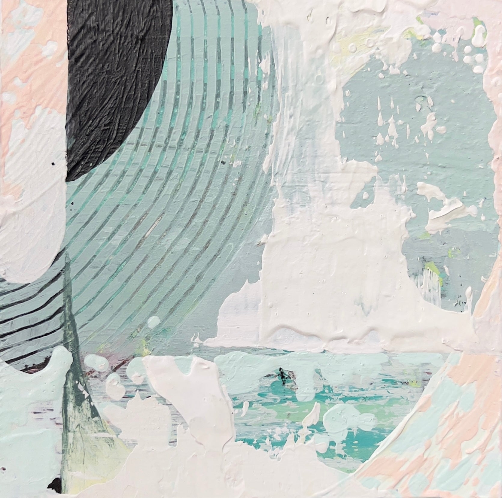 Abstract art piece with textured patterns and colors