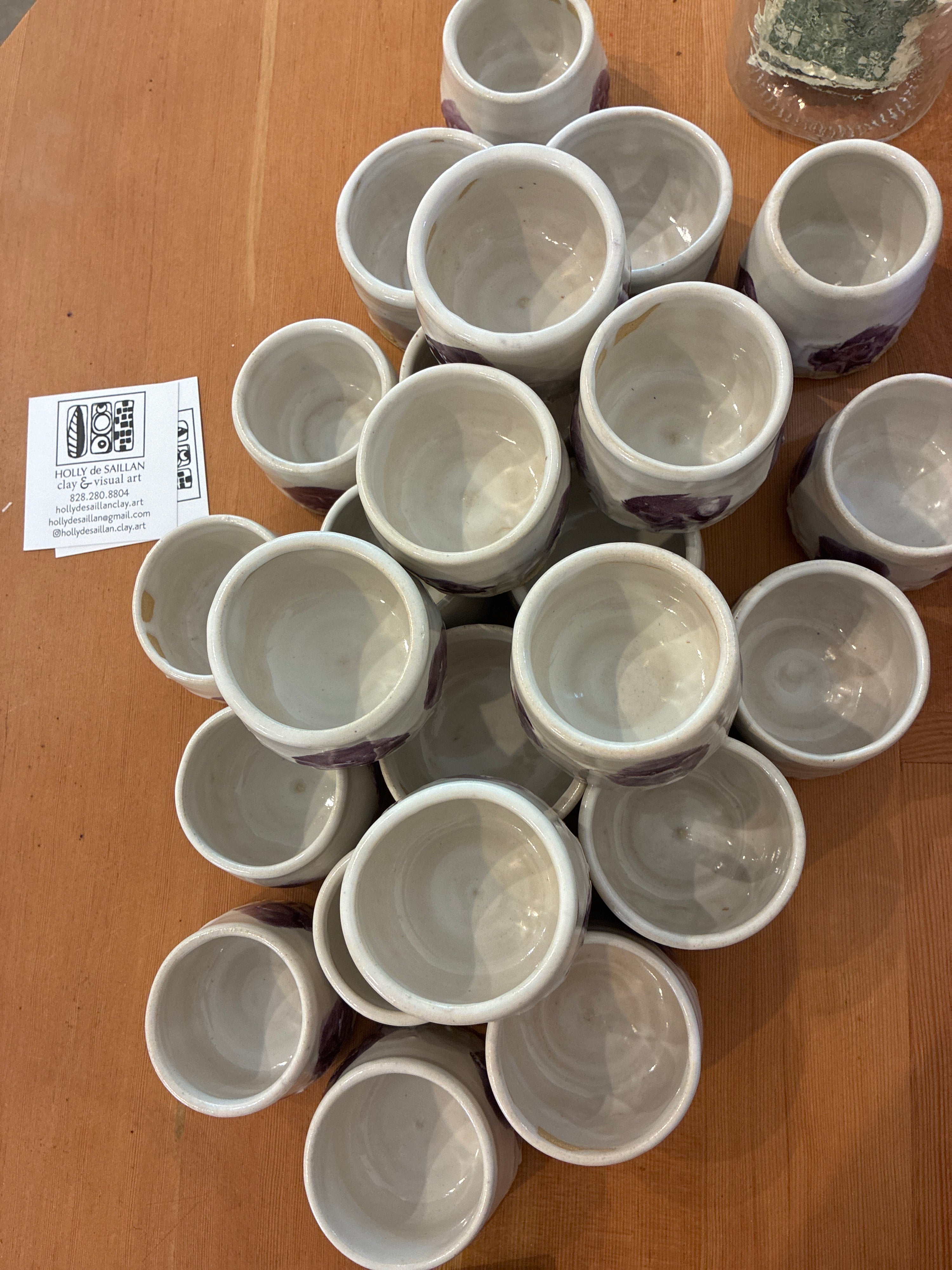 Assorted white & purple abstract mugs