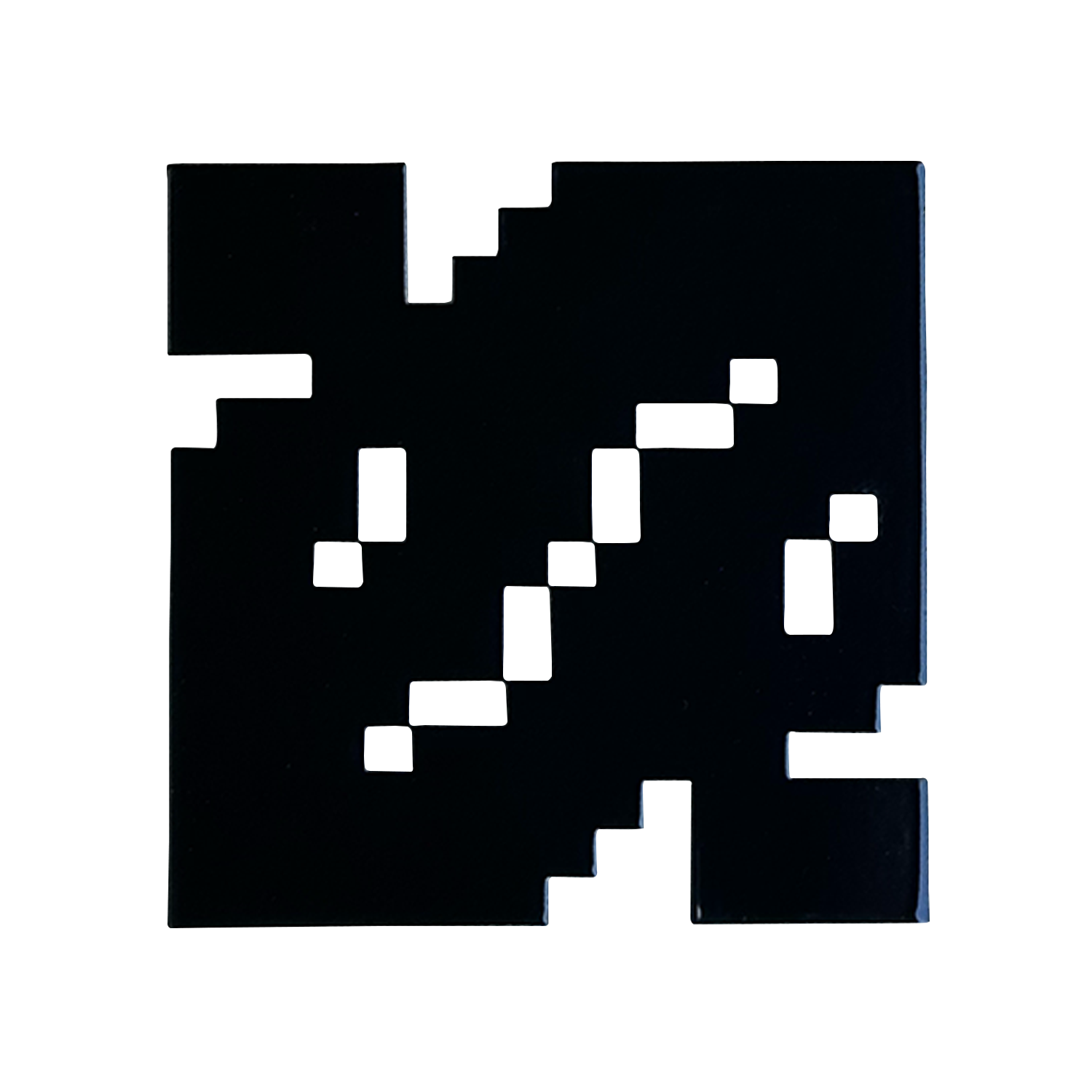 Black and white abstract geometric design on a white background