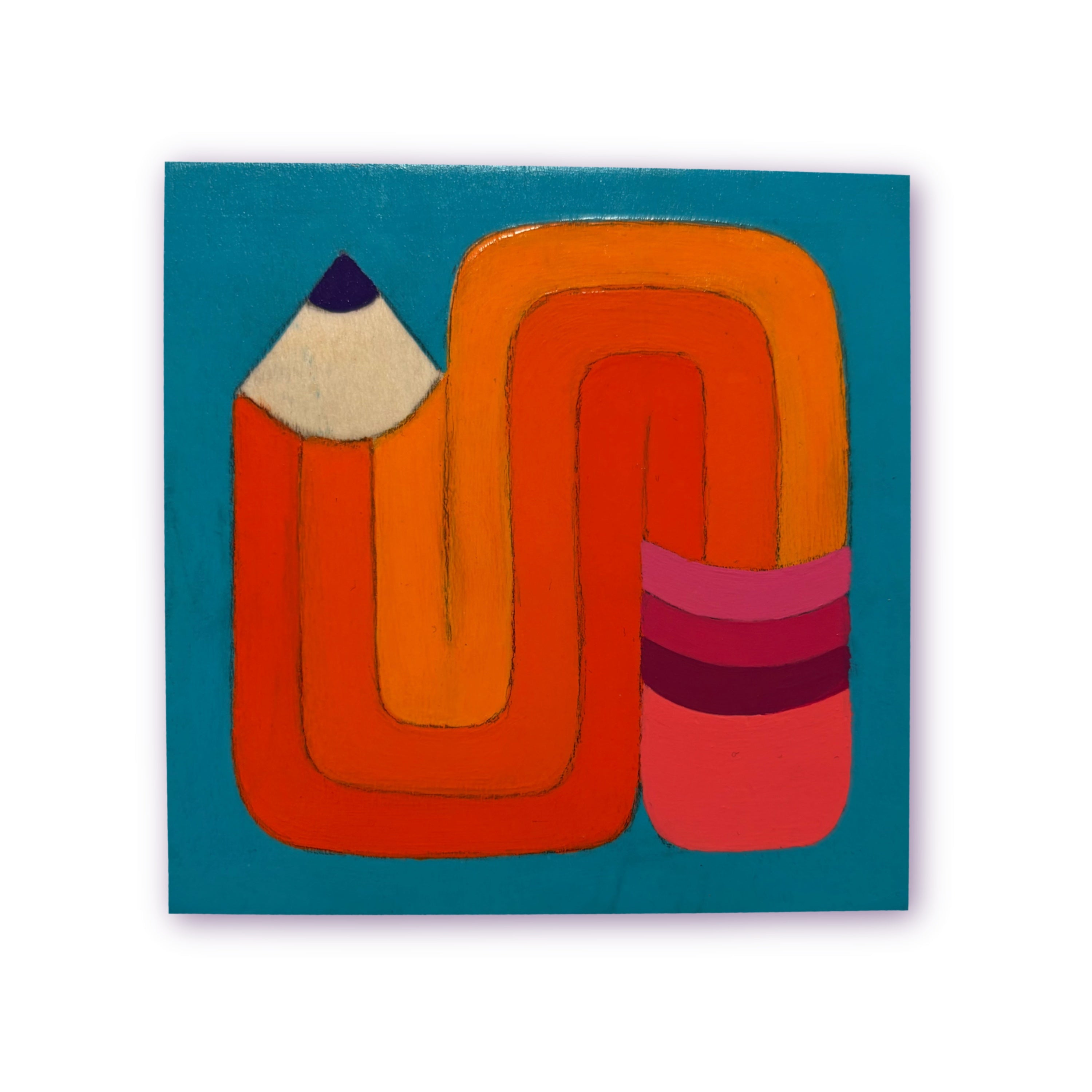 Abstract artwork of a pencil on a blue background