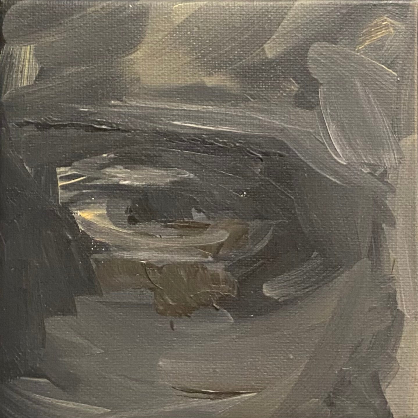 Abstract art with swirling brushstrokes in gray tones